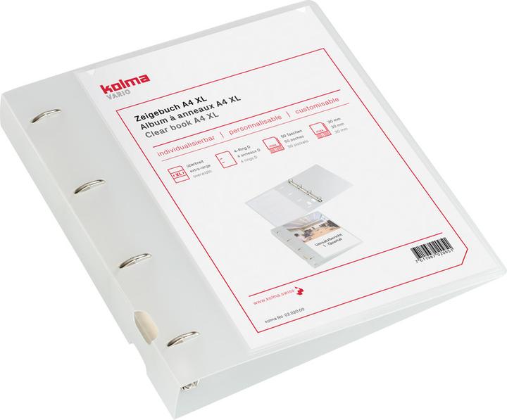 Image du produit Kolma Livret de présentation Vario A4 XL 4 anneaux hauteur de remplissage 3 cm incolore (A4, 41 mm, 1 pièce(s))
