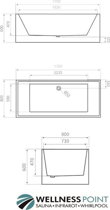 Produktbild PureHaven freistehende Luxus Acryl-Badewanne 170x80 cm elegant inkl. Siphon Überlaufschutz leicht zu (200 l, 80 cm, 170 cm)