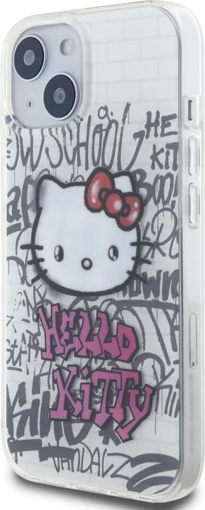 Produktbild Hello Kitty HKHCP15SHDGPHT iPhone 15 6.1" biały/white hardcase IML Kitty On Bricks Graffiti (Apple iPhone 15, Apple iPhone 14, Apple iPhone 13)