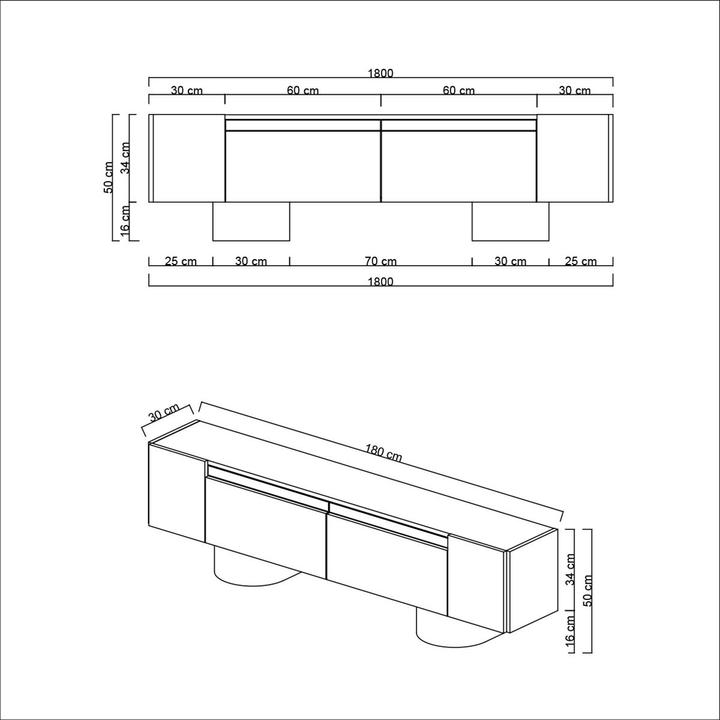 Actual product image Skye Decor Bohem Silver TV Stand (180 x 50 x 30 cm)