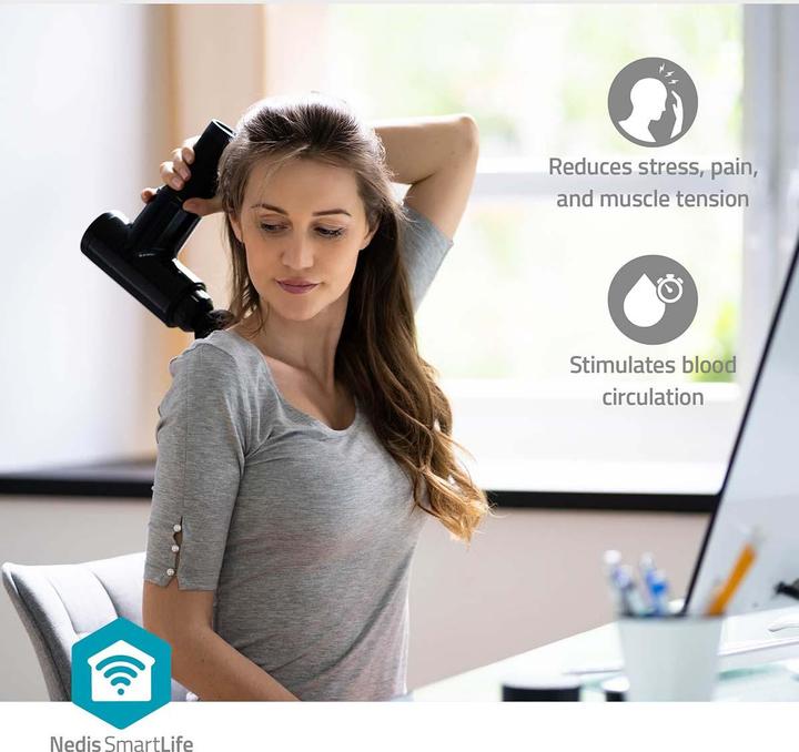 Image du produit Nedis Pistolet de massage SmartLife Sport - Fonctionne sur batterie - Rechargeable - 5 modes de massage -