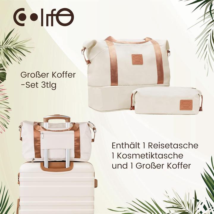 Actual product image Coolife 3-teiliges Hartschalenkoffer-Set mit TSA-Schloss (93 l, L (90 - 115l))
