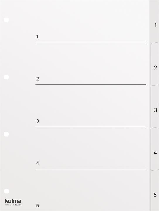 Actual product image Kolma Index A4 strong 1-5 5-piece white