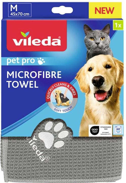 Immagine prodotto Vileda Asciugamano in microfibra Pet Pro M (grigio, taglia M, 45 x 70 cm) (Gatto, Cane)