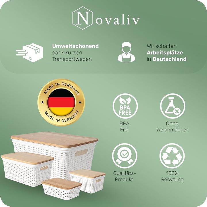 Image du produit Novaliv Boîte de rangement avec couvercle Mini panier 1L blanc en rotin design stockage alimentaire (1 l)