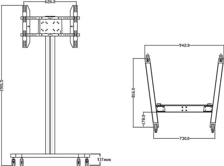 Immagine prodotto Multibrackets Espositore 180 Single Silver (Universale, 63", 50 kg)