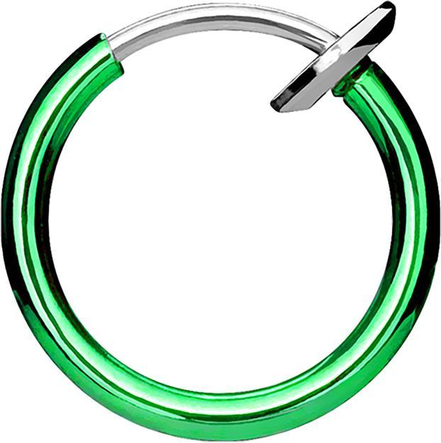 Star Piercing Fake Nasenring grün mit Titanium Beschichtung (Chirurgenstahl 316L, ohne Messing)