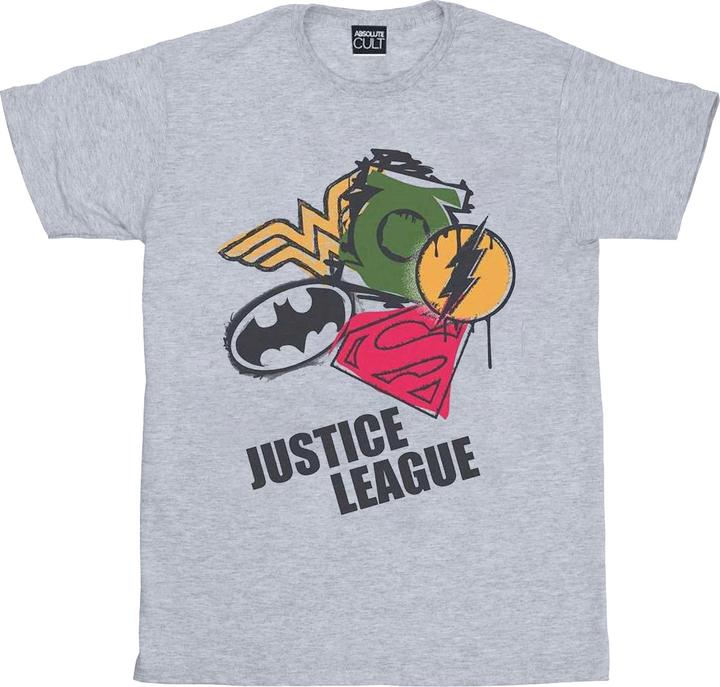 Justice League Spray Logos TShirt (S)