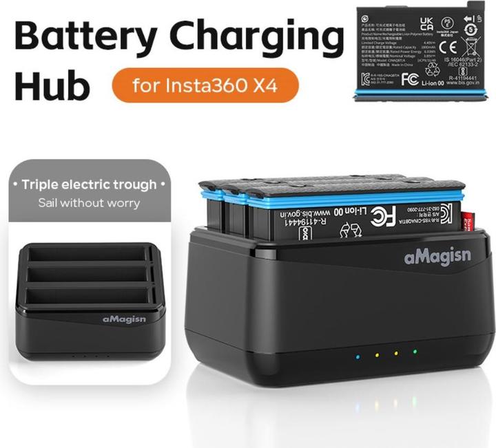 Produktbild aMagisn 3 in 1 Insta360 X4 Akku Ladestation (X4)