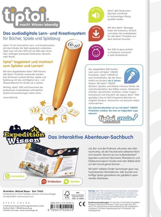 Actual product image tiptoi Weltraum (German, Michael Bayer, THiLO, 2016)