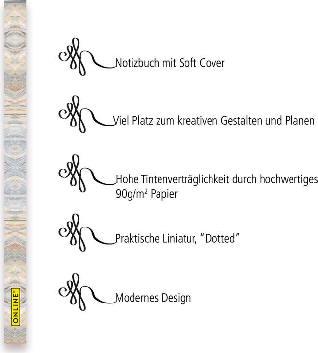 Produktbild Online Bullet Journal A5 02248 Marmor 96 Blatt (A5, Harter Einband)