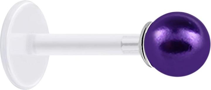 Star Piercing Micro Labret transparent mit Perle Kugel violett (925 Sterlingsilber, ohne Messing, Bioflex)