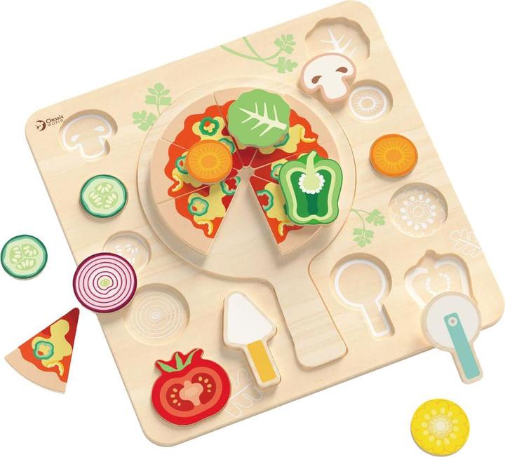Actual product image Classic World Moulded wooden pizza puzzle, 22 pieces. (22 pieces)