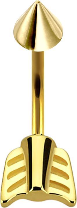 Produktbild Star Piercing Micro Banane vergoldet mit Cone und Pfeil (ohne Messing, Chirurgenstahl 316L)