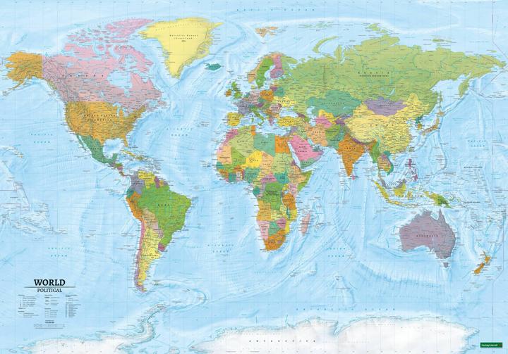 Produktbild World map, political - physical, english, 1:20.000.000, Poster, freytag & berndt