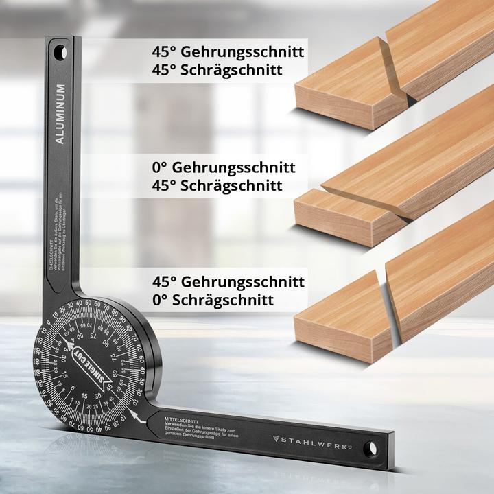 Produktbild Stahlwerk Winkelmesser 360° Grad Aluminium Gehrungswinkelmesser