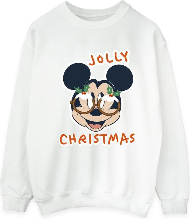 Disney Mickey Mouse Jolly Christmas Glasses Sweatshirt (XL)