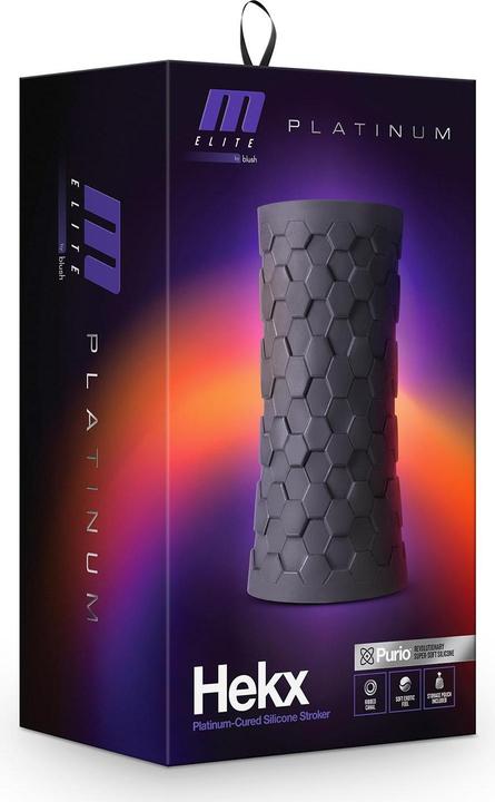 Actual product image Blush M Elite Platinum Hekx - Ultra Soft Squeezable Stroker Purio Liquid Silicone Masturbator - Silk