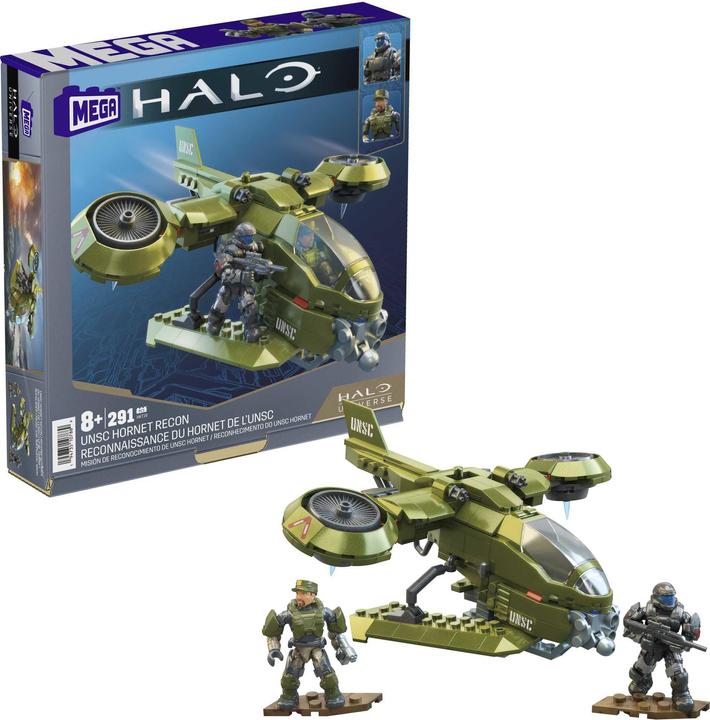 Actual product image Mega Halo Toy Vehicles Building Sets, UNSC Hornet Recon Aircraft with 4 Poseable, Collectable Micro