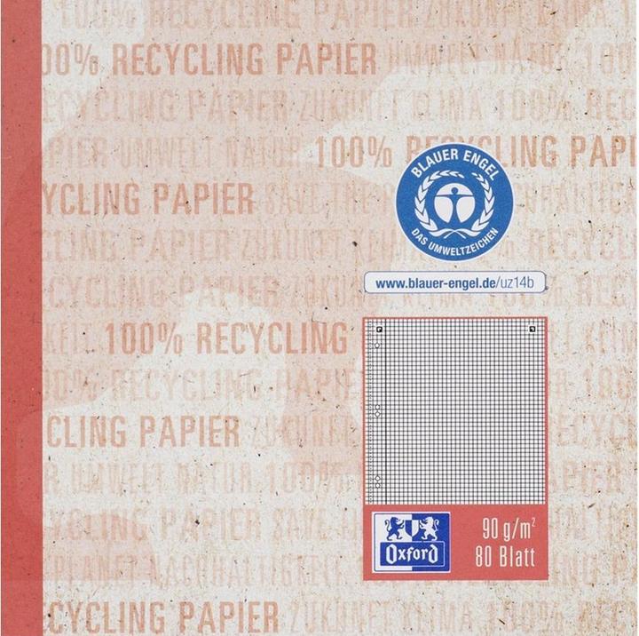 Actual product image Oxford RECYCLING - college notepad squared (A5+, Checked, Soft cover)