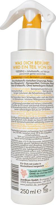 Produktbild Jean & Len 250ML JEAN&LEN SENS. SONNENSPRAY LSF 50 (Sonnenspray, SPF 50, 250 ml)