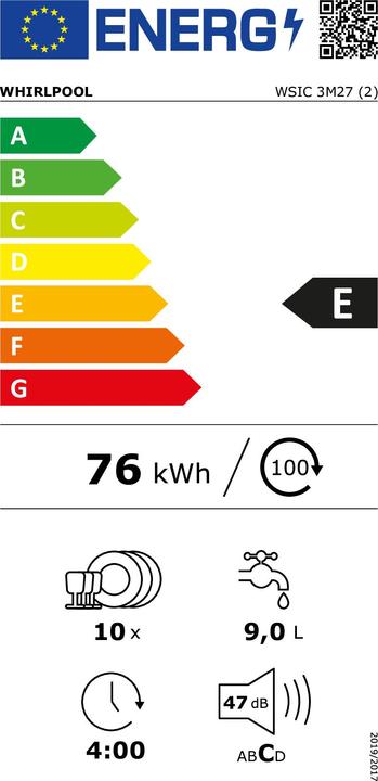 Label énergétique Whirlpool WSIC 3M27