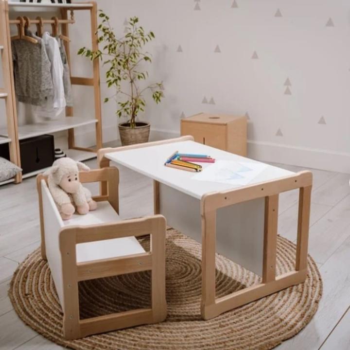 Actual product image Activity Board Children's Table and Chair/Bench Set, 3 in 1 Wooden Activity Table, Bench, Desk for Children Reading (Child armchair)