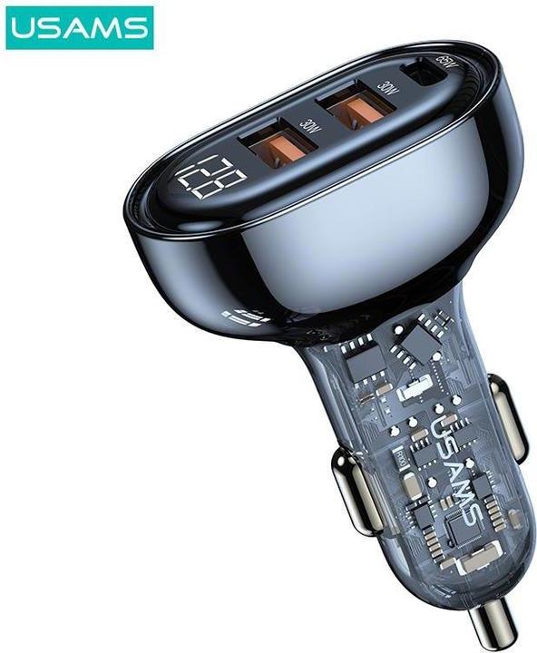 Actual product image Usams Ład. sam. 1xUSB-C 2xUSB-A 125W Fast Charge transparent black CC158CC01 (US-CC158)