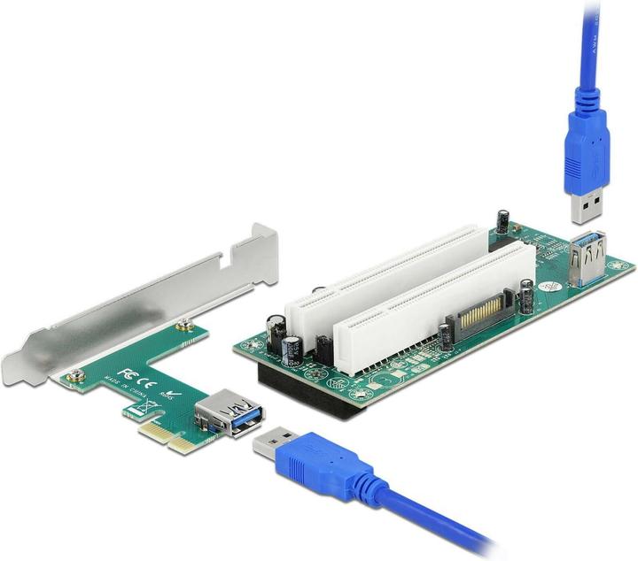 Produktbild Delock Riser Karte PCI Express x1 zu 2 x PCI 32 Bit Slot mit 60 cm Kabel