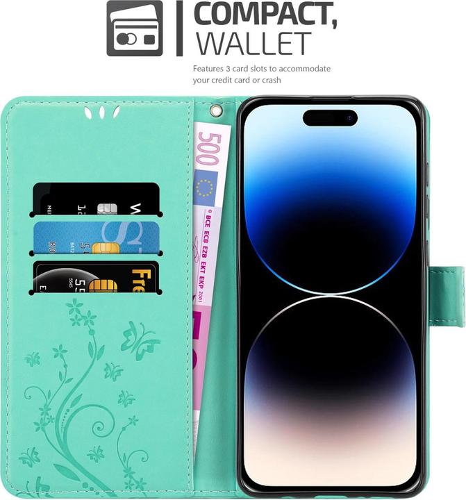Actual product image Cadorabo Cover for Apple iPhone 14 PRO MAX in Flower Book Style (Apple iPhone 14 Pro Max)