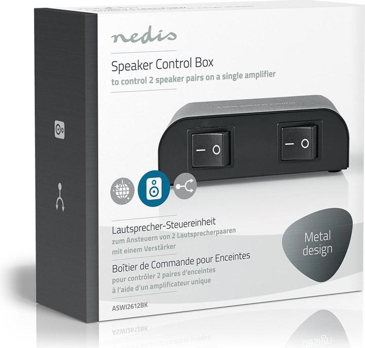 Produktbild Nedis ASWI2612BK - Ovládací Panel Reproduktoru | 2cestný | Svorka se Šroubem | Černý