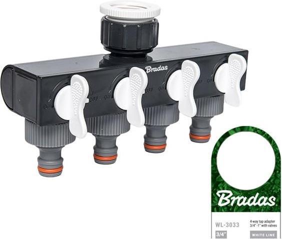 Actual product image Bradas 4-Way Manifold with Valves (4 way distributor, 25.40 mm)