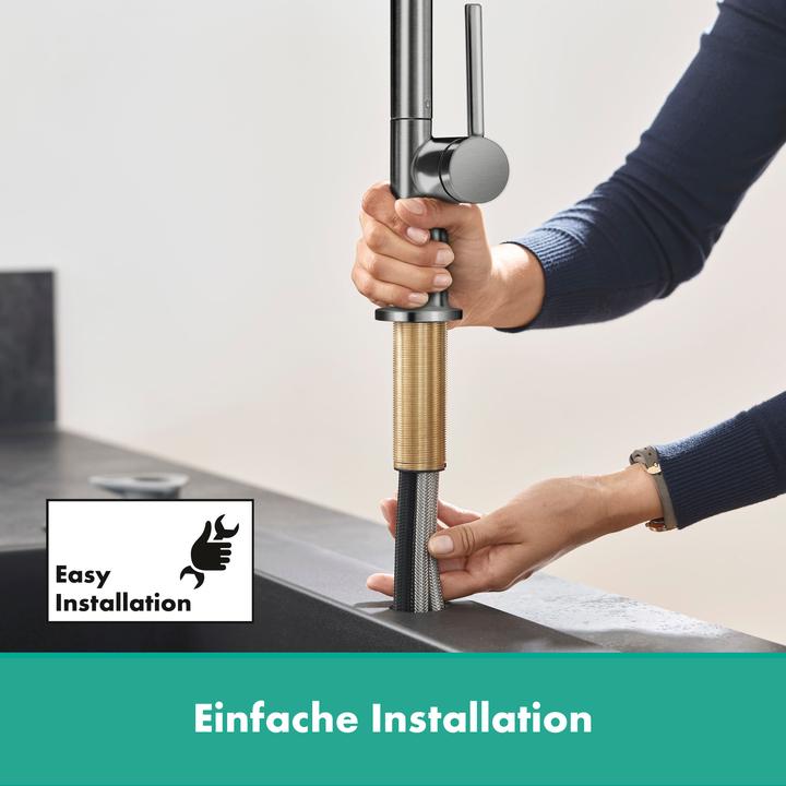 Immagine prodotto hansgrohe Miscelatore per lavello 210 Talis M54 con doccetta estraibile, 2 getti, cromo nero spazzolato