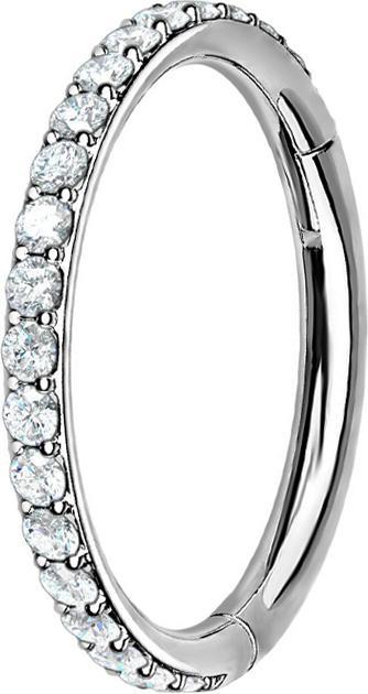 Produktbild Star Piercing Segmentring klappbar silber seitlich Kristalle silber (ohne Messing, Titan G23)