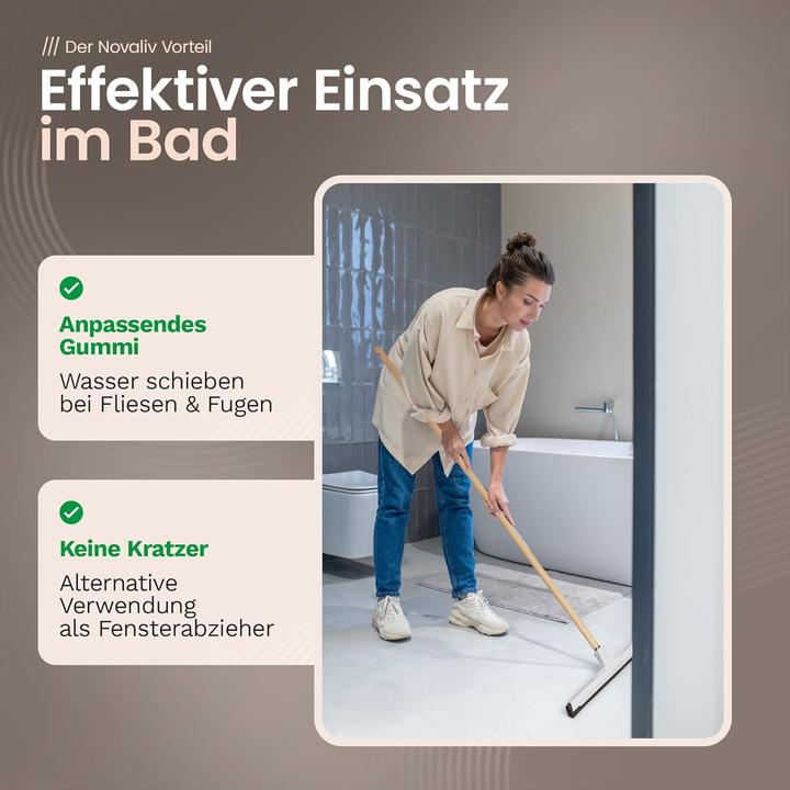 Produktbild Novaliv 4X Duschabzieher Langer Stiel Kunststoff 43cm Bodenabzieher Dusche Terasse gross Fensterreini