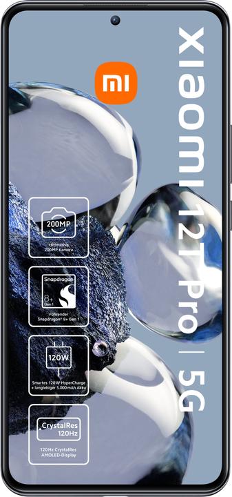 Productafbeelding Xiaomi 12T Pro (256 GB, Black, 6.67", Dubbele SIM, 200 Mpx, 5G)