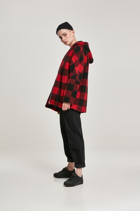Immagine prodotto Urban Classics Giacca Sherpa da donna con cappuccio a quadri oversize (4XL)