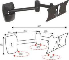 Image du produit OMB Bras écran TFT vesa pivotant Easy Three Black (Mur, 26", 20 kg)