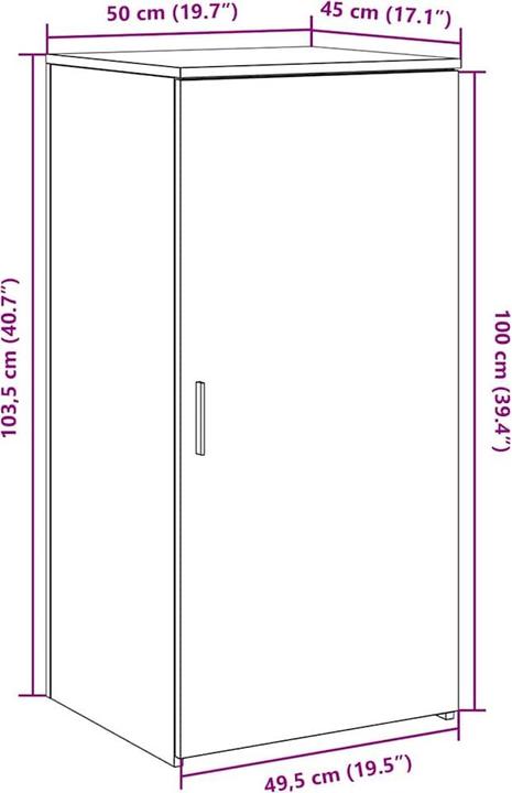 Actual product image VidaXL Storage cupboard Sonoma oak 50x45x103.5 cm Wood-based cupboard