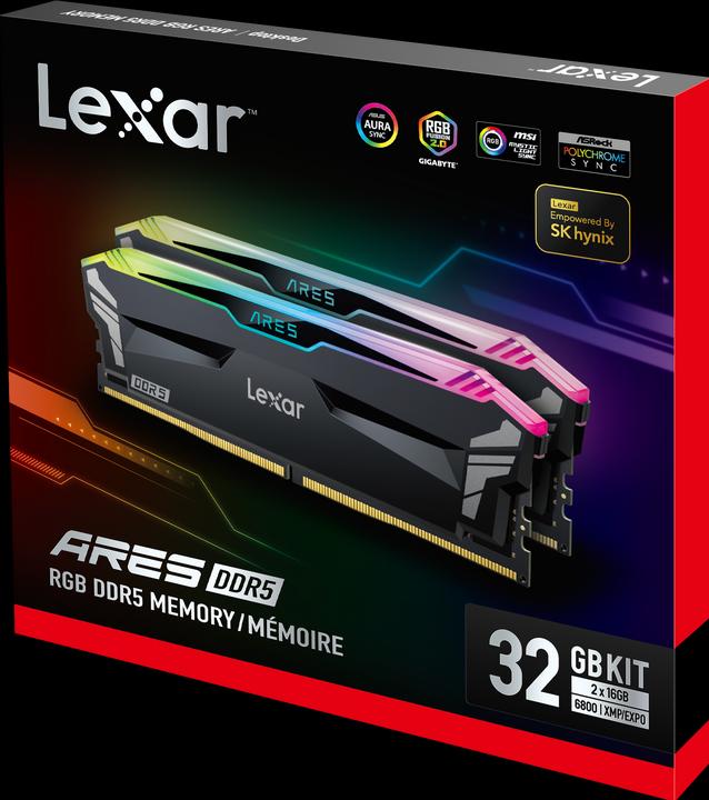 Produktbild Lexar Ares RGB (2 x 16GB, 6400 MHz, DDR5-RAM, DIMM)