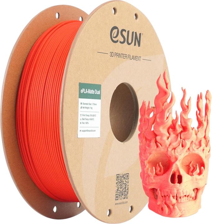 eSUN PLA MATTE DUAL 1,75mm RED YELLOW 1kg (PLA, 1.75 mm, 1000 g, Multicoloured)