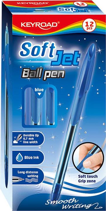 Keyroad Klassischer Stift, Kugelschreiber Soft Jet, 0,7mm, blau (Blau)