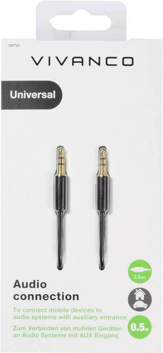 Actual product image Vivanco Jack audio connection cable (0.50 m, 3.5mm jack (AUX))