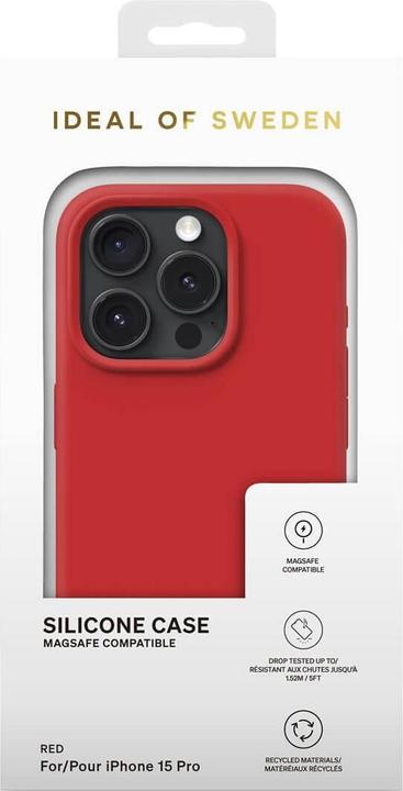 Produktbild iDeal Of Sweden Mobiili tagakaas iPhone 15 Pro, Magsafe, silikoon, punane (Apple iPhone 15 Pro)