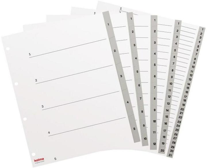 Actual product image Kolma Index A4 XL superstrong 1-5 5-piece grey