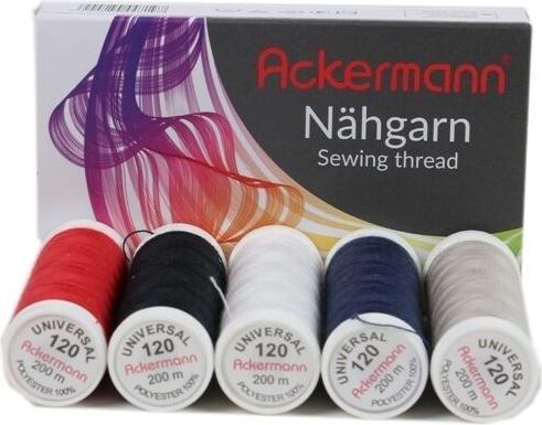 Actual product image 5X 200m UNIVERSAL SEWING YARN (all-purpose sewing thread), thickness 120, 100% polyester