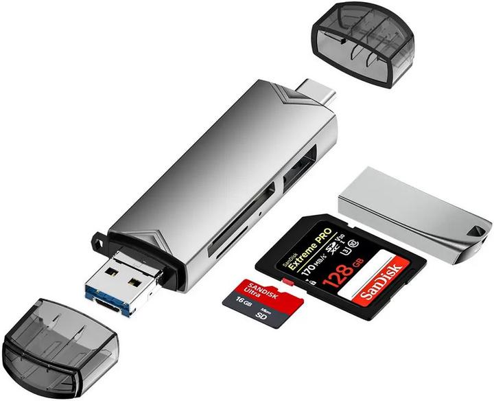 Image du produit PhoneLook Lecteur de cartes mémoire SD et Micro SD multifonction avec port USB-A 3.0 et USB-C (USB 3.0, USB-C)