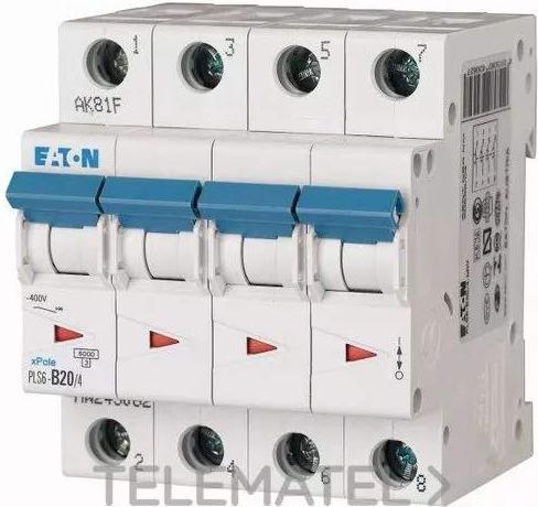 Produktbild Eaton Leitungsschutzschalter, 4-polig, 20A, C-Charakteristik, 6 kA, 400 V, Breite 4 Module