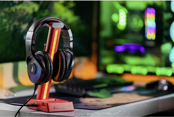 Produktbild Verbatim Vinson N2 Headsetstandhub Red Dualbalance Gaming Headset Hub