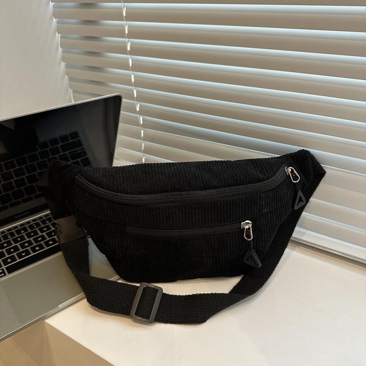 Only-Bags.Store Stylische Cordtasche - Lässiger Fashion Sling Rucksack mit verstellbarem Gurt, Reissverschluss und